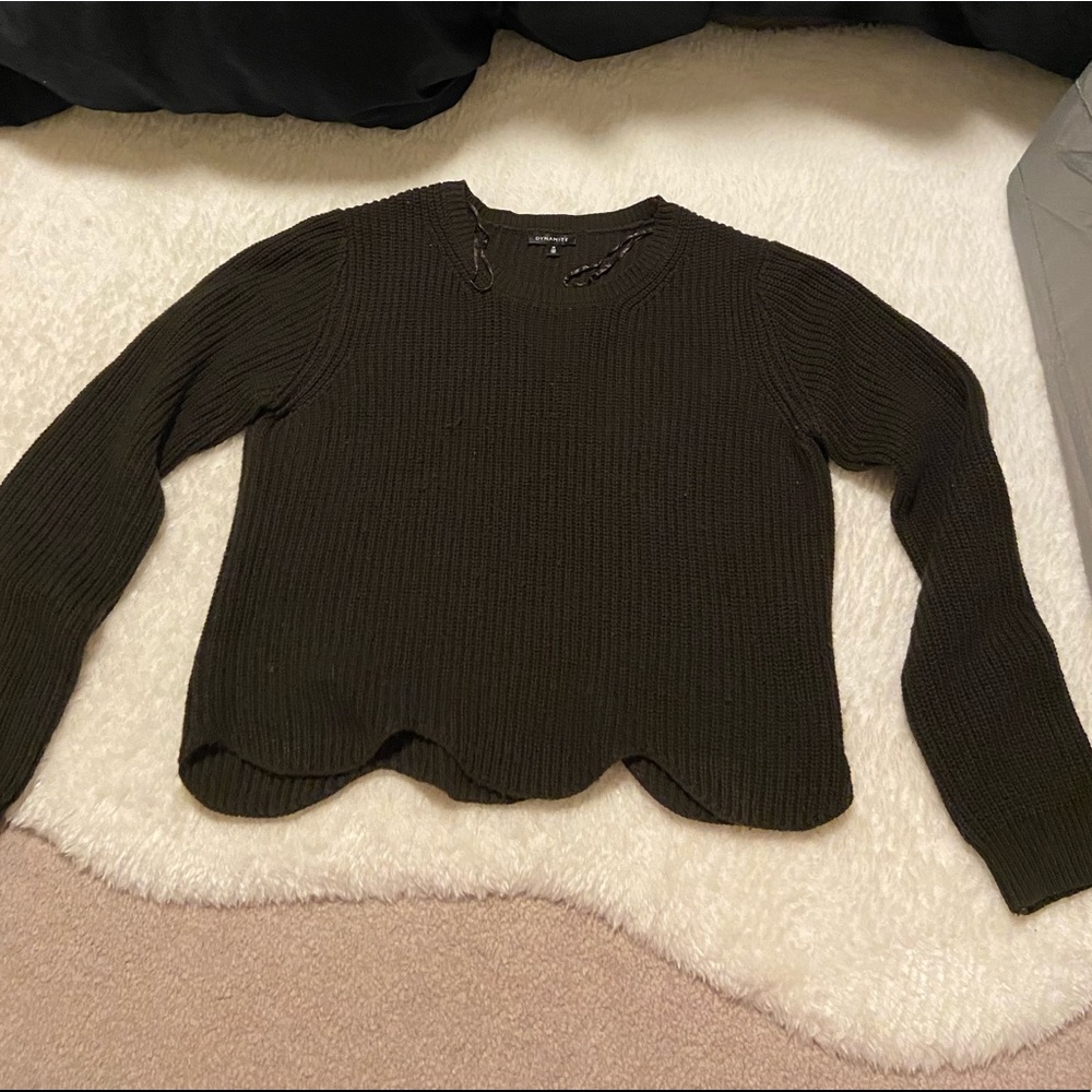 Dynamite scalloped trim sweater